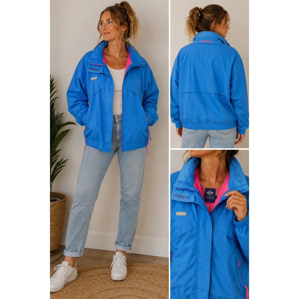 Vintage Columbia Whirlibird Women's XL Blue Pink Full Zip Ski Jacket